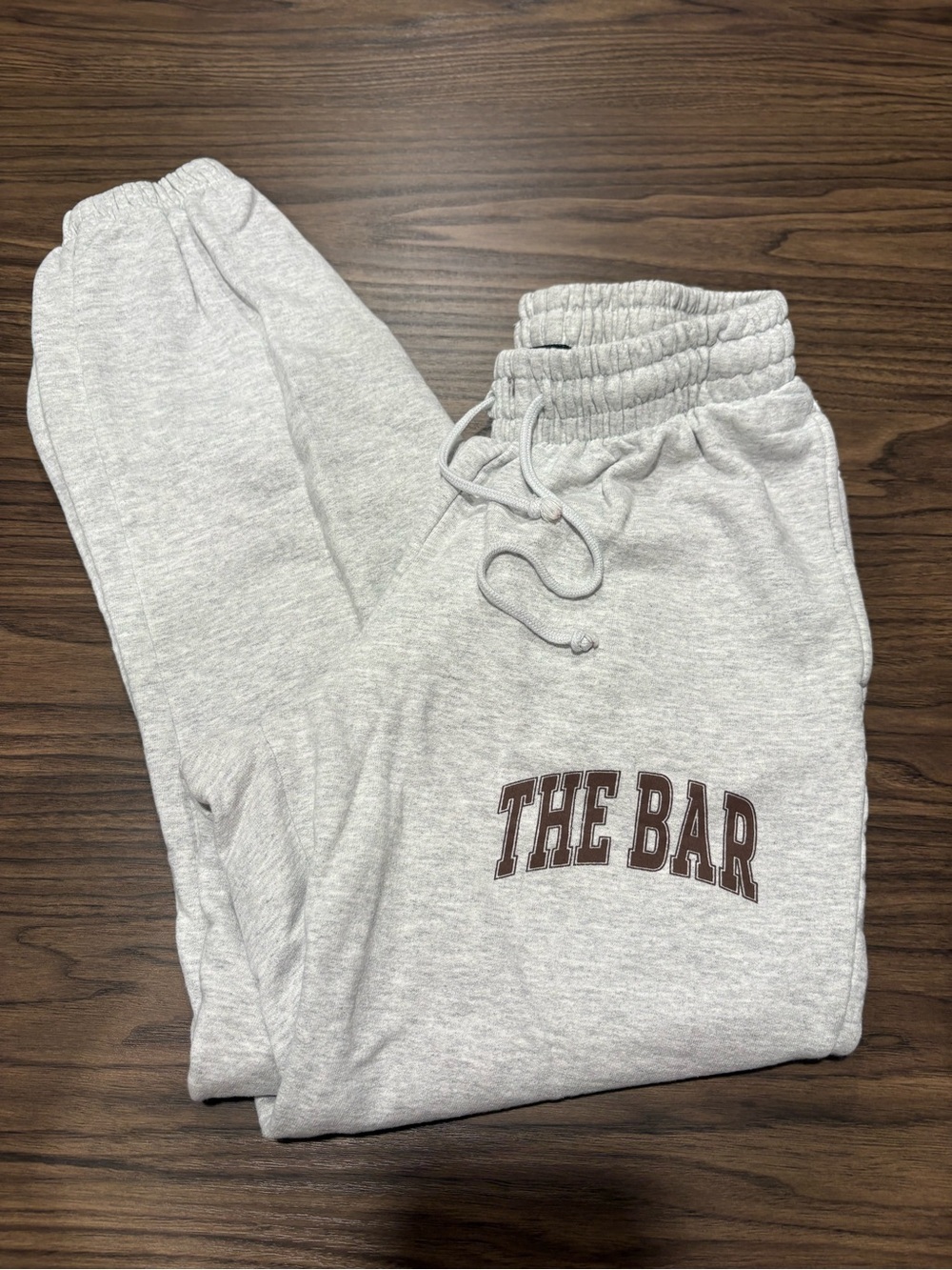 The Bar Light Gray Track Joggers with Brown Logo - Picture 1 of 2